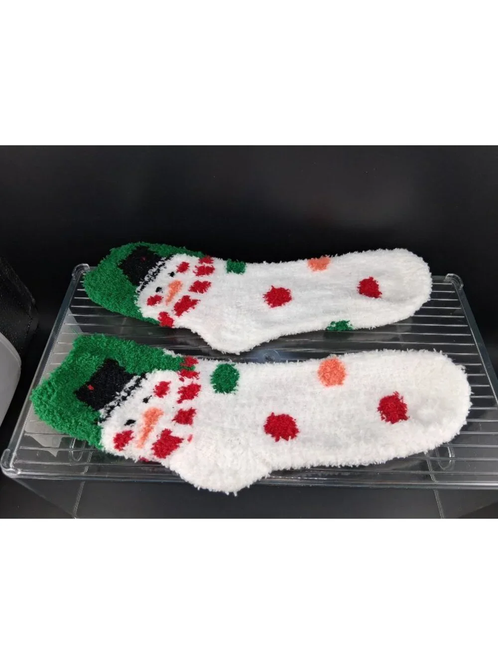 Fuzzy Snowman Christmas Socks Soft Warm Festive Holiday Design